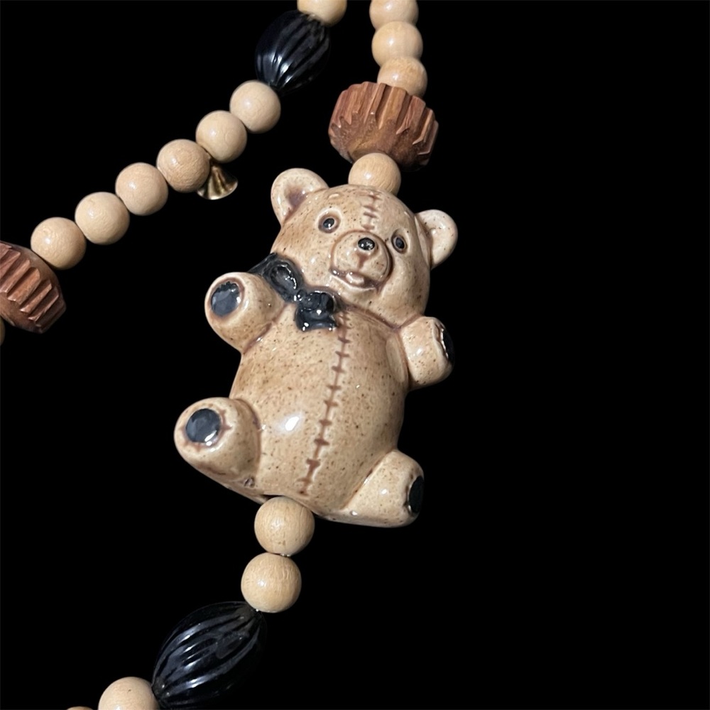 Vintage Ceramic Teddy Bear Beaded Necklace - Picture 3 of 8